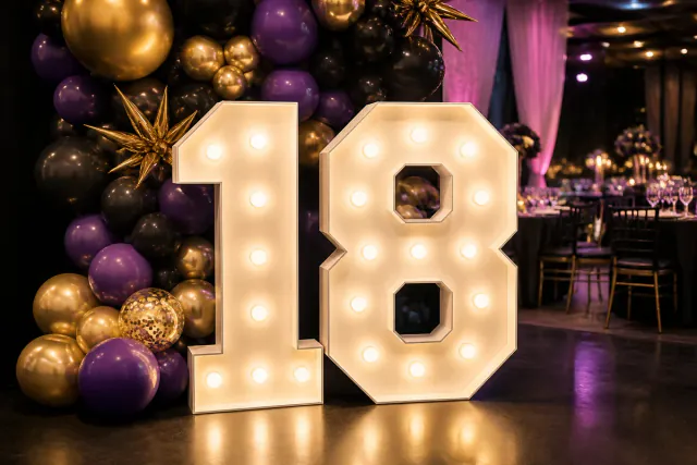 5ft Light-Up Numbers — illustrative event setting