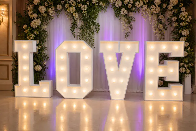 5ft LOVE Letters — illustrative event setting